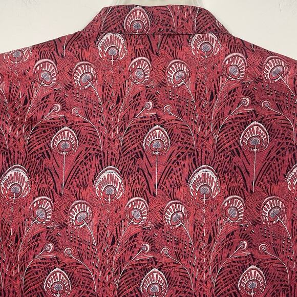 Liberty Of London Blouse Shirt UK 10 (Fits US 4) Red Peacock Feather Classic - Picture 7 of 10